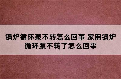 锅炉循环泵不转怎么回事 家用锅炉循环泵不转了怎么回事